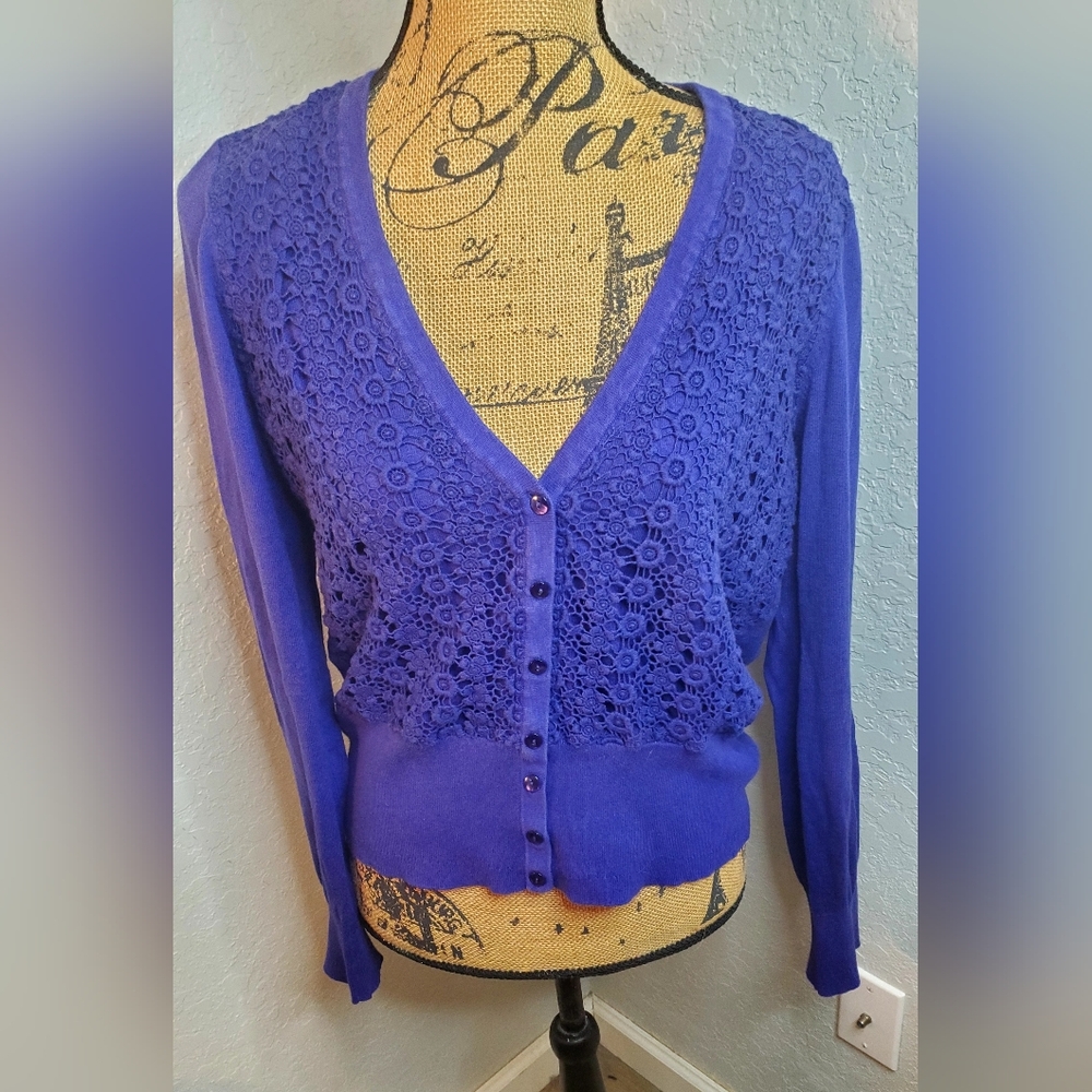 Ann Taylor Purple Lace Cardigan